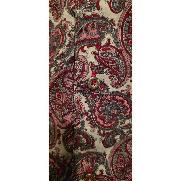 Jared Lang Shirt Mens XL White & Red Cotton Paisley Long Sleeve Regular Fit - Picture 5 of 7